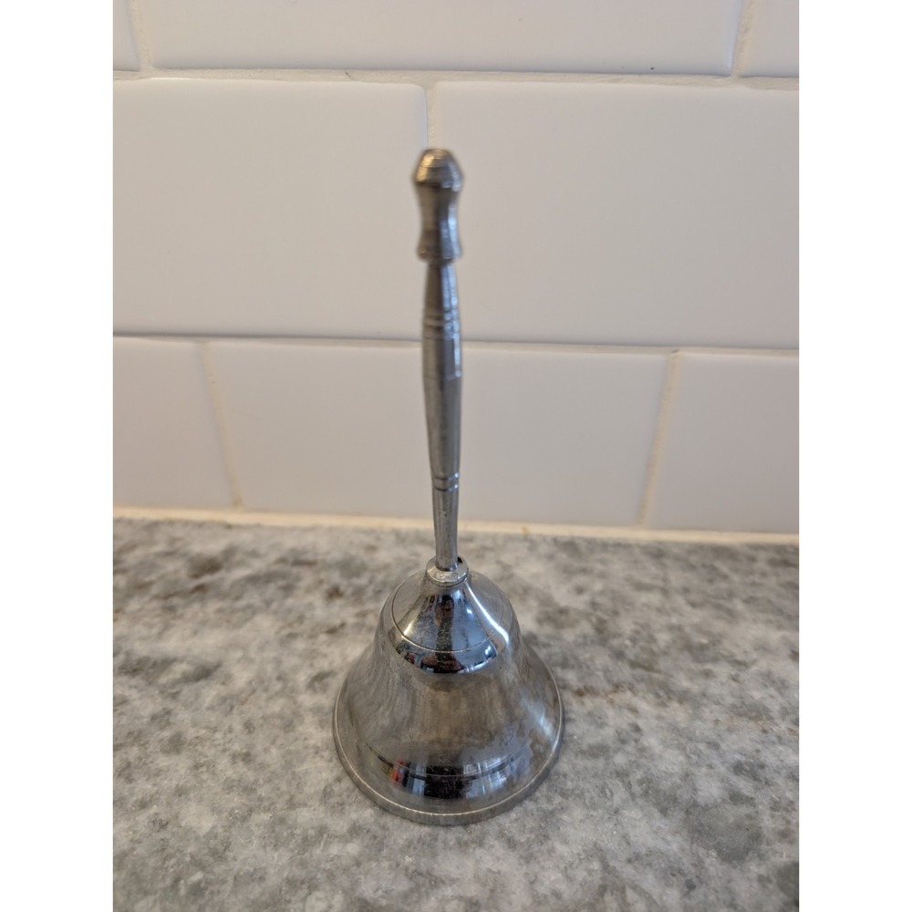 Vintage‎ Metal Bell Long Slim Handle Made In India 6"